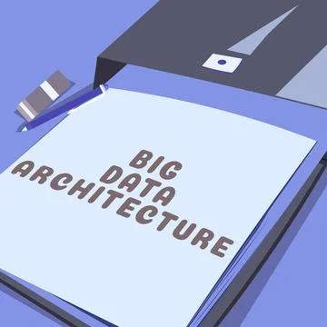 Hand writing sign Big Data Architecture. Internet Concept designed to handle the Illustration