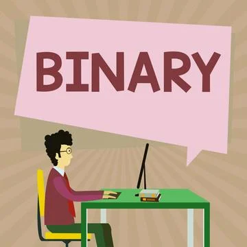 Hand writing sign Binary. Business approach relating to using or denoting system Stock Illustration