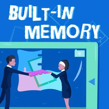 Hand writing sign Built In Memory. Business approach device or feature are Stock Illustration