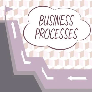 Hand writing sign Business ProcessesMethods practices involves in running a Stock Illustration