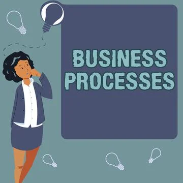 Hand writing sign Business ProcessesMethods practices involves in running a Stock Illustration