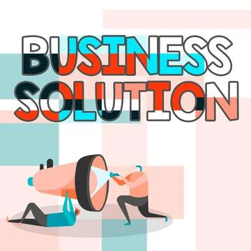 Hand writing sign Business Solution. Business concept Services that include Stock Illustration