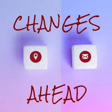 Hand writing sign Changes Ahead. Concept meaning to replace with or exchange for Stock Photos