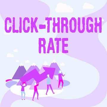 Hand writing sign Click Through Rate. Conceptual photo proportion of visitors Stock Illustration