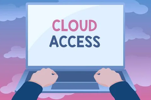 Hand writing sign Cloud Access. Business idea Software tool between the Illustrazione stock