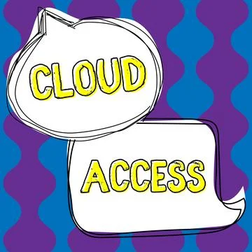 Hand writing sign Cloud Access. Business showcase Software tool between the Illustrazione stock