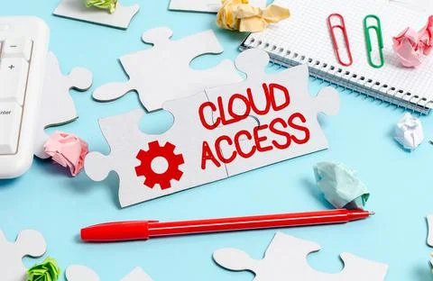 Hand writing sign Cloud Access. Business approach Software tool between the 库存照片