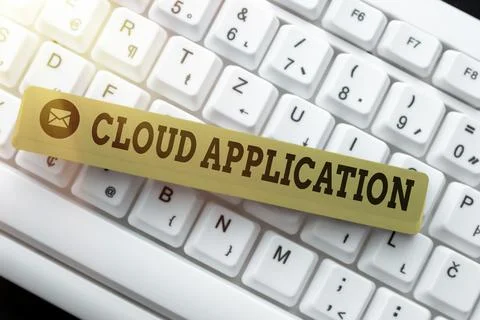 Hand writing sign Cloud Application. Business idea the software program where Fotos de archivo