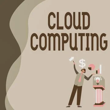 Hand writing sign Cloud Computing. Business approach use a network of remote Stock Illustration