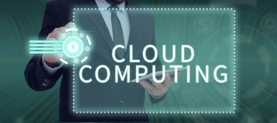 Hand writing sign Cloud Computing. Internet Concept storing and accessing data Stockfoto's