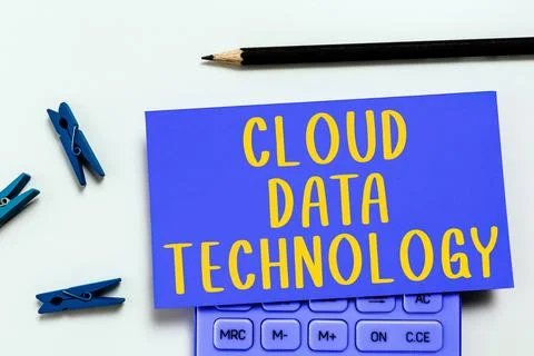 Hand writing sign Cloud Data Technology. Business idea Save and access data and Stock Photos