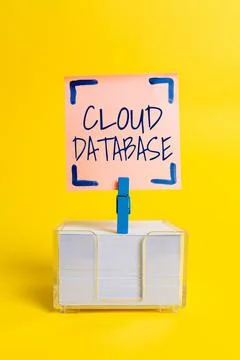 Hand writing sign Cloud Database. Internet Concept optimized or built for a Stock Photos