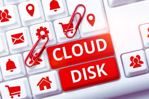 Hand writing sign Cloud Disk. Business showcase web base service that provides Foto stock