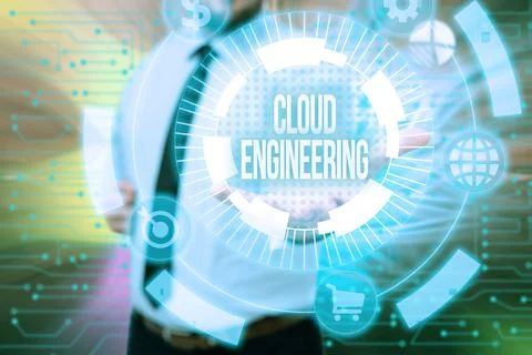 Hand writing sign Cloud Engineering. Conceptual photo application of engineering Stock Photos