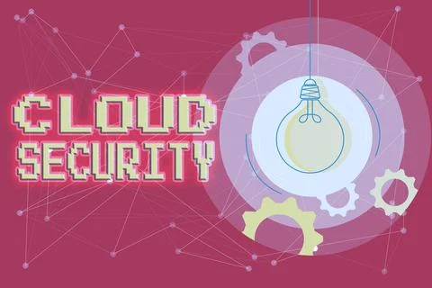 Hand writing sign Cloud Security. Business overview protection of data stored Stock Illustration