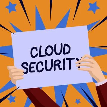 Hand writing sign Cloud Security. Word Written on Protect the stored information Stock Illustration