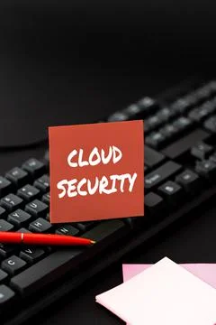Hand writing sign Cloud Security. Conceptual photo Protect the stored Stock Photos