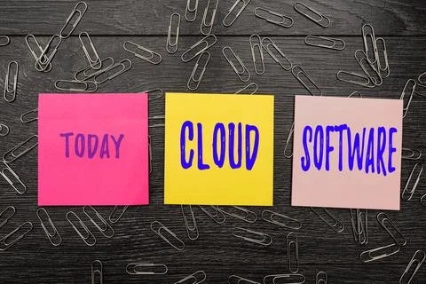 Hand writing sign Cloud Software. Business idea Programs used in Storing Stock Photos