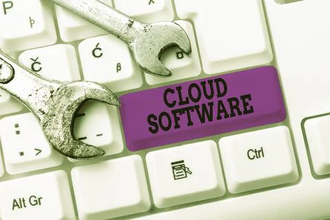 Hand writing sign Cloud Software. Business approach Programs used in Storing 库存照片