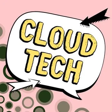 Hand writing sign Cloud Tech. Business approach storing and accessing data and Illustrazione stock