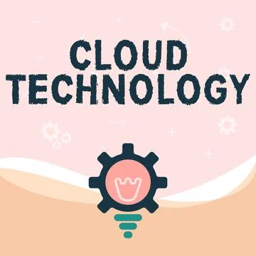 Hand writing sign Cloud Technology. Word Written on storing and accessing data Stock Illustration