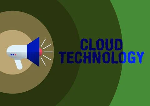 Hand writing sign Cloud Technology. Business concept storing and accessing data Stock Illustration