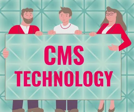 Hand writing sign Cms Technology. Business concept programs that are used to Illustrazione stock