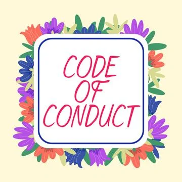 Hand writing sign Code Of Conduct. Conceptual photo Ethics rules moral codes 스톡 일러스트