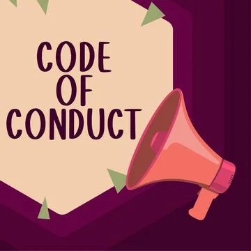 Hand writing sign Code Of Conduct. Business concept Ethics rules moral codes Illustrazione stock