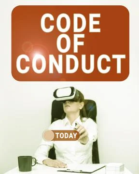Hand writing sign Code Of Conduct. Business concept Ethics rules moral codes  写真素材