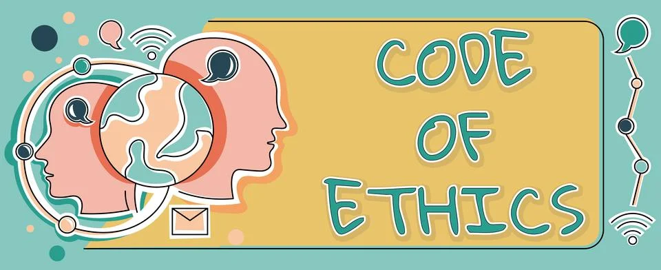 Hand writing sign Code Of Ethics. Business showcase Moral Rules Ethical Illustrazione stock