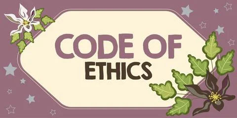 Hand writing sign Code Of Ethics. Business concept Moral Rules Ethical Integrity Stock-Illustration