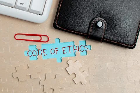 Hand writing sign Code Of Ethics. Internet Concept basic guide for professional 스톡 사진