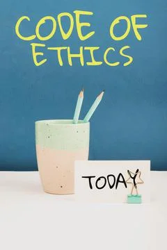 Hand writing sign Code Of Ethics. Business overview Moral Rules Ethical 写真素材