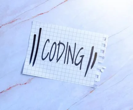 Hand writing sign Coding. Word for assigning code to something for Foto stock