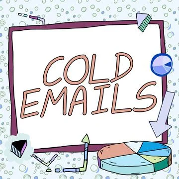 Hand writing sign Cold Emails. Business idea unsolicited email sent to a Stock Illustration