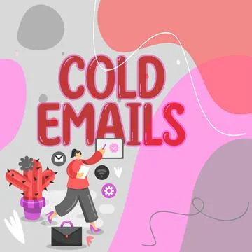 Hand writing sign Cold Emails. Word for unsolicited email sent to a receiver Stock Illustration
