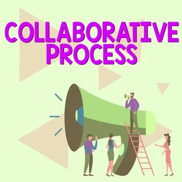 Hand writing sign Collaborative Process. Business concept people and Stock Illustration