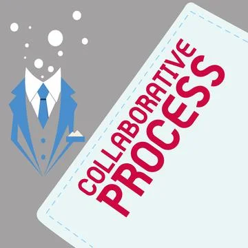 Hand writing sign Collaborative Process. Business concept people and Stock Illustration