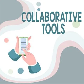 Hand writing sign Collaborative Tools. Concept meaning Private Social Network to Stock Illustration