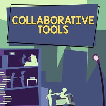 Hand writing sign Collaborative Tools. Business overview Determine the Strength Stock Illustration