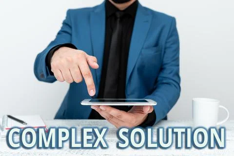 Hand writing sign Complex Solution. Business idea significant ideas that are Foto stock