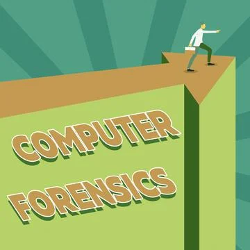 Hand writing sign Computer Forensics. Word Written on the investigative analysis Illustrazione stock