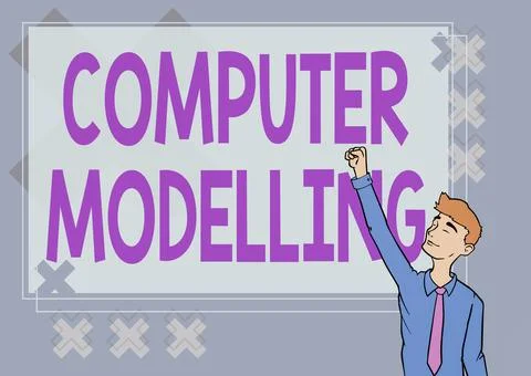 Hand writing sign Computer Modelling. Business concept using a computer to make イラスト素材