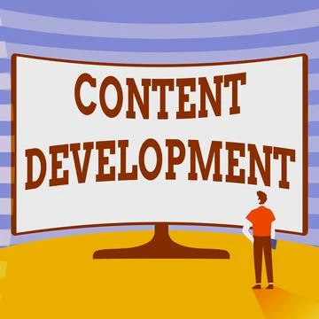 Hand writing sign Content Development. Concept meaning Authoring and originating Stock Illustration