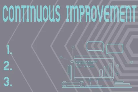 Hand writing sign Continuous Improvement. Business approach making small Stockillustratie