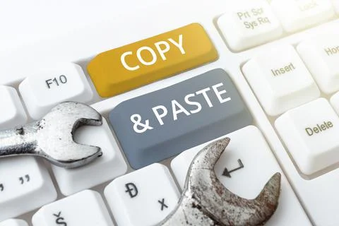 Hand writing sign Copy Paste. Business concept an imitation, transcript, or r Stock Photos