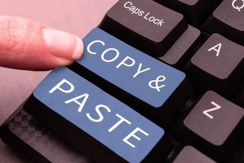 Hand writing sign Copy Paste. Word for an imitation, transcript, or reproduction 스톡 사진