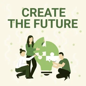 Hand writing sign Create The Future. Internet Concept work really hard to Stock Illustration