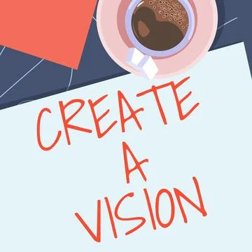Hand writing sign Create A Vision. Business concept Develop a strategy mission イラスト素材